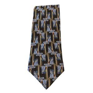 *Tiziano Milano Vintage Silk Necktie Tie Geometric Print Multicolor Classic Wide